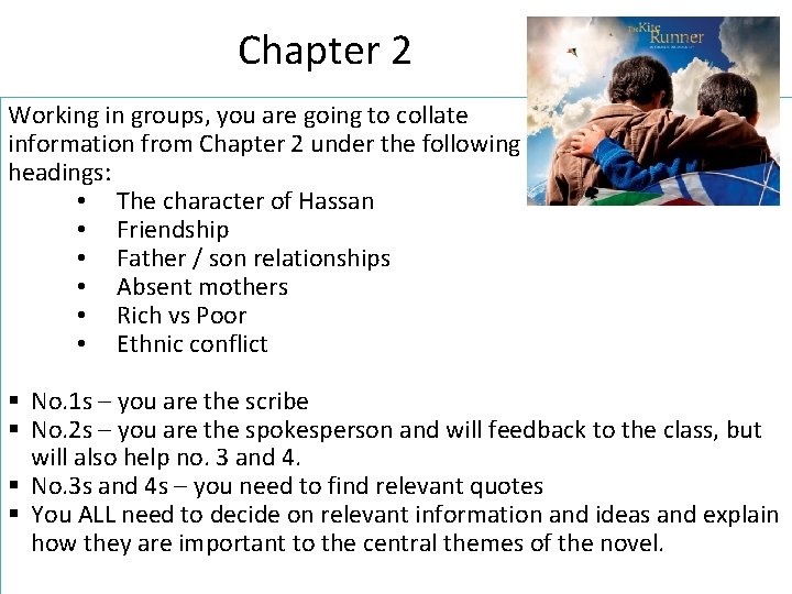 Chapter 2 Working in groups, you are going to collate information from Chapter 2