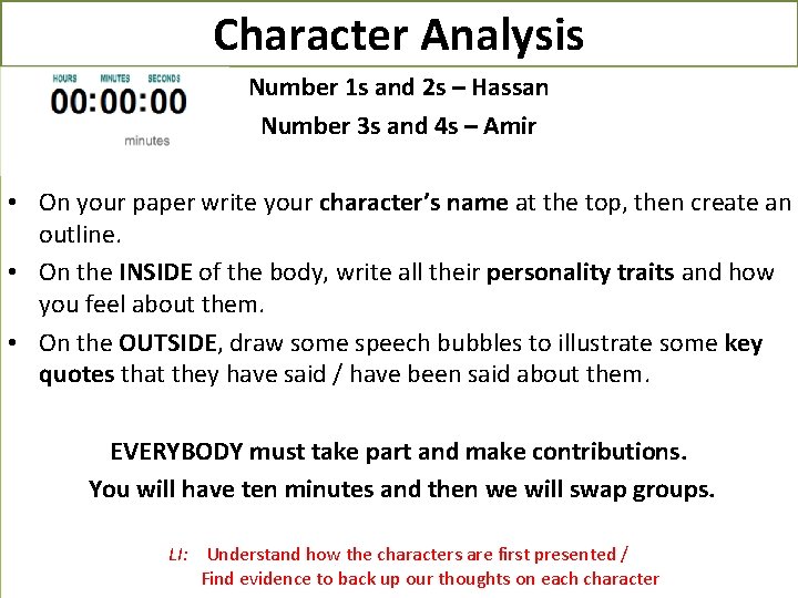 Character Analysis Number 1 s and 2 s – Hassan Number 3 s and