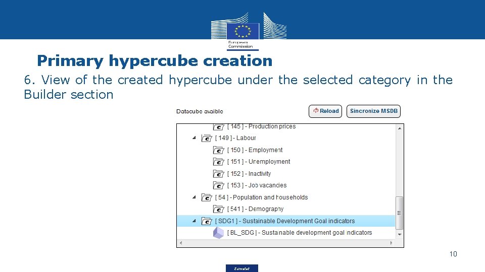 Primary hypercube creation 6. View of the created hypercube under the selected category in