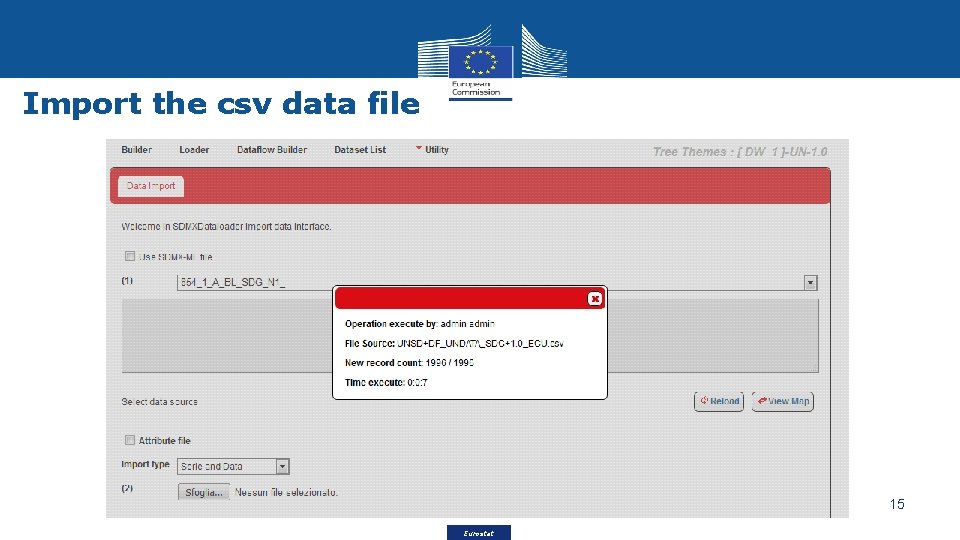 Import the csv data file 15 Eurostat 