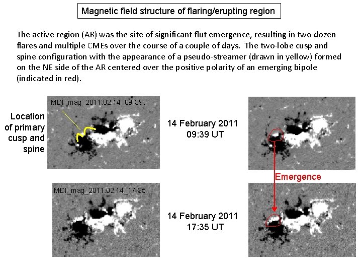 Magnetic field structure of flaring/erupting region The active region (AR) was the site of