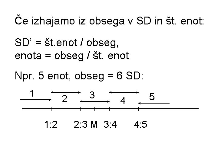 Če izhajamo iz obsega v SD in št. enot: SD’ = št. enot /