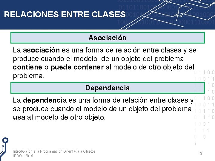 RELACIONES ENTRE CLASES Asociación La asociación es una forma de relación entre clases y
