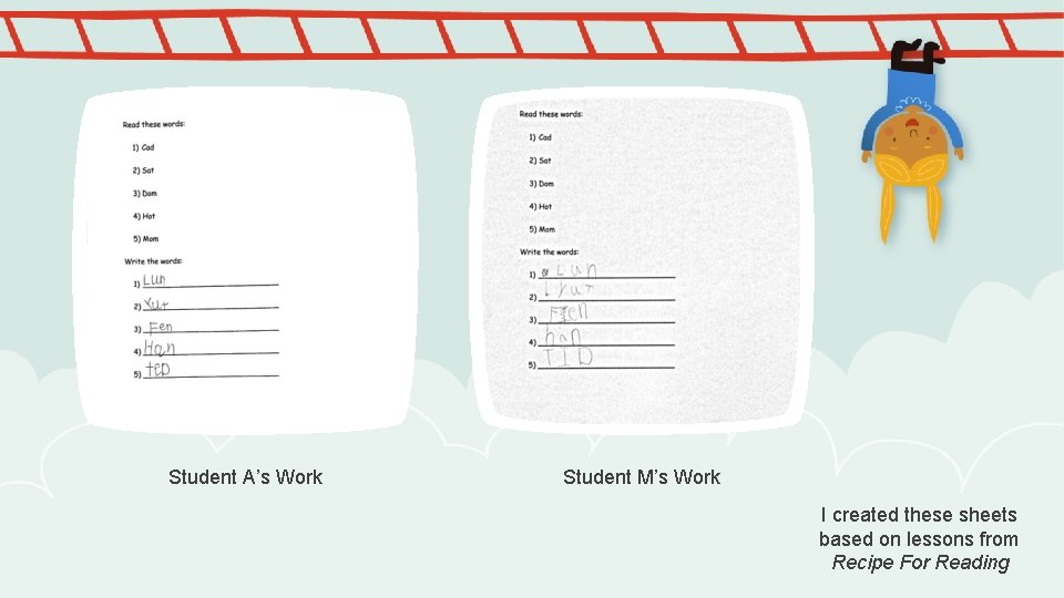 Student A’s Work Student M’s Work I created these sheets based on lessons from
