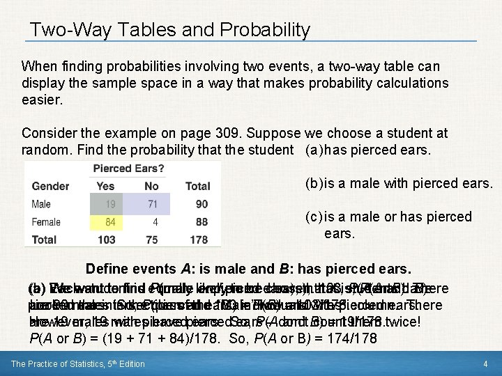 Two-Way Tables and Probability When finding probabilities involving two events, a two-way table can Two-Way Tables and Probability When finding probabilities involving two events, a two-way table can