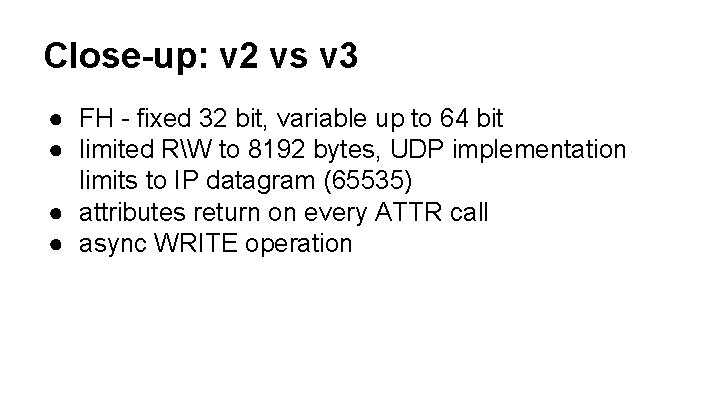 Close-up: v 2 vs v 3 ● FH - fixed 32 bit, variable up