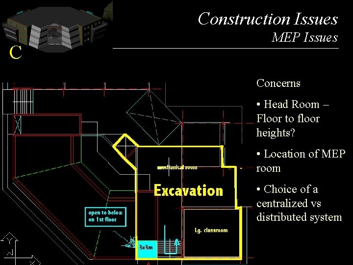 Picture C Construction Issues MEP Issues Concerns • Head Room – Floor to floor