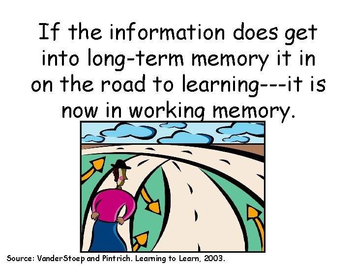 If the information does get into long-term memory it in on the road to