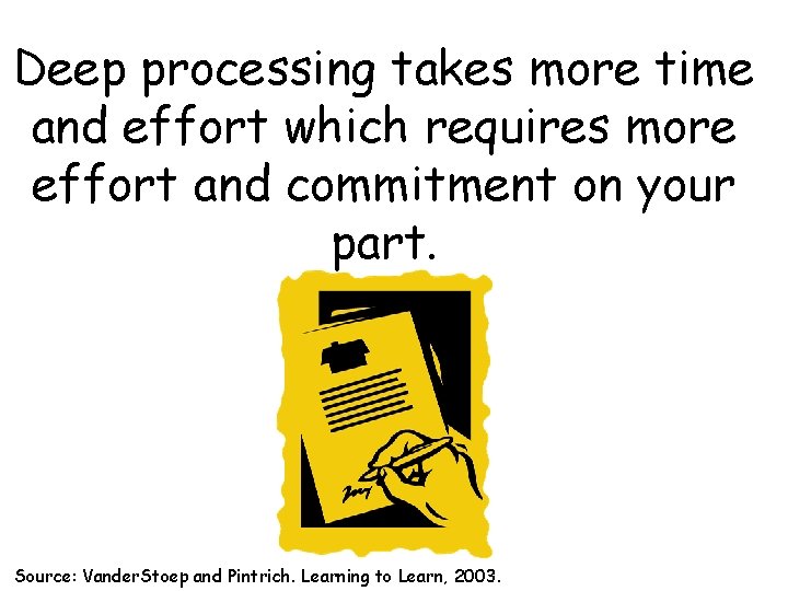 Deep processing takes more time and effort which requires more effort and commitment on