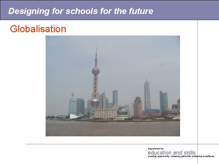 Designing for schools for the future Globalisation department for education and skills creating opportunity,