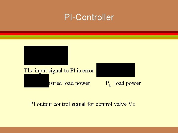 PI-Controller The input signal to PI is error desired load power PL load power