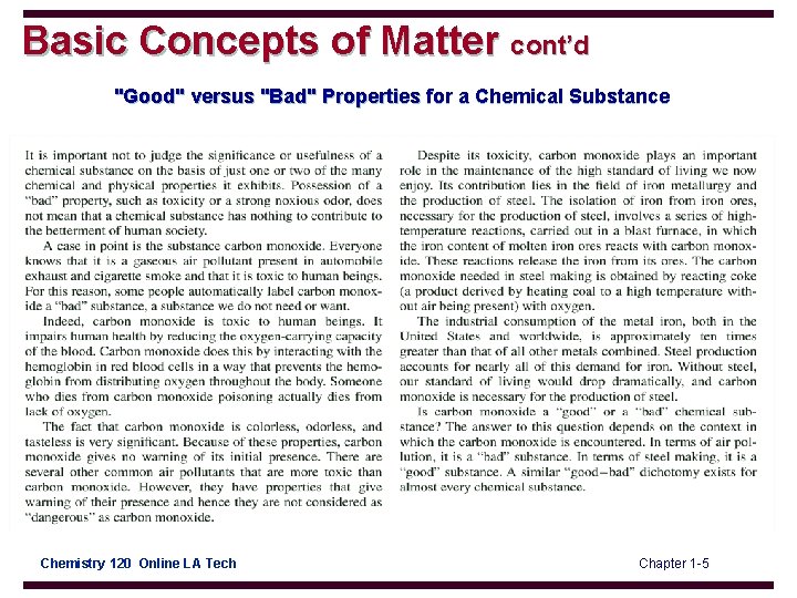 Chapter One Basic Concepts of Matter Chemistry 120