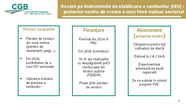 Accent pe Instrumente de stabilizare a veniturilor (ISV) : proiectul nostru de creare a