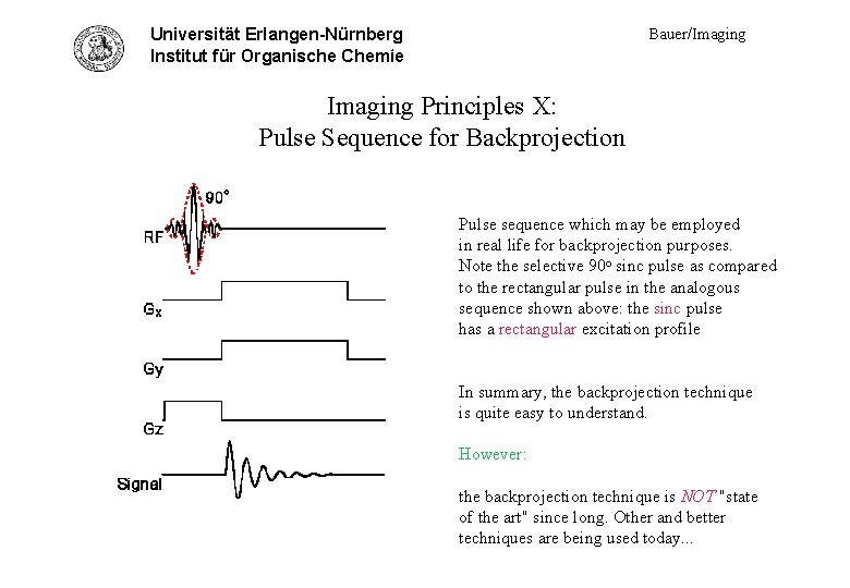 Universität Erlangen-Nürnberg Princ. X - backproj. scheme Institut für Organische Chemie Bauer/Imaging Principles X:
