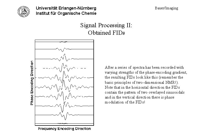 Universität Erlangen-Nürnberg Sig. Proc. II - FID matrix Institut für Organische Chemie Bauer/Imaging Signal