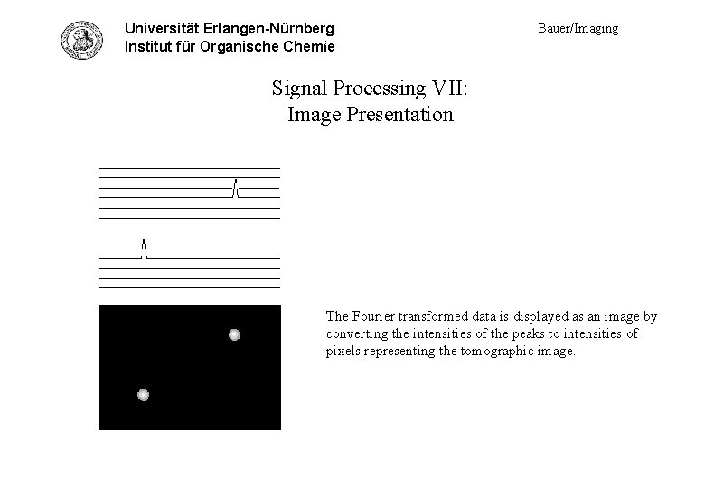 Universität Erlangen-Nürnberg Sig. Proc. VII - "intensity plot" Institut für Organische Chemie Bauer/Imaging Signal