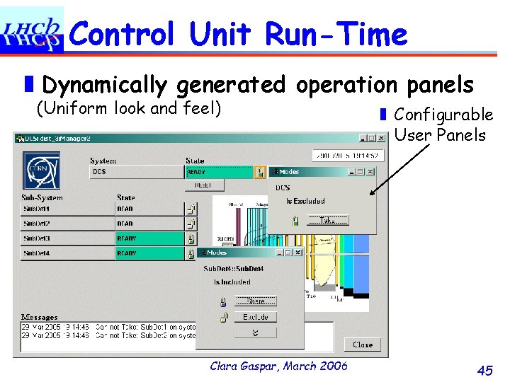 Control Unit Run-Time ❚Dynamically generated operation panels (Uniform look and feel) Clara Gaspar, March