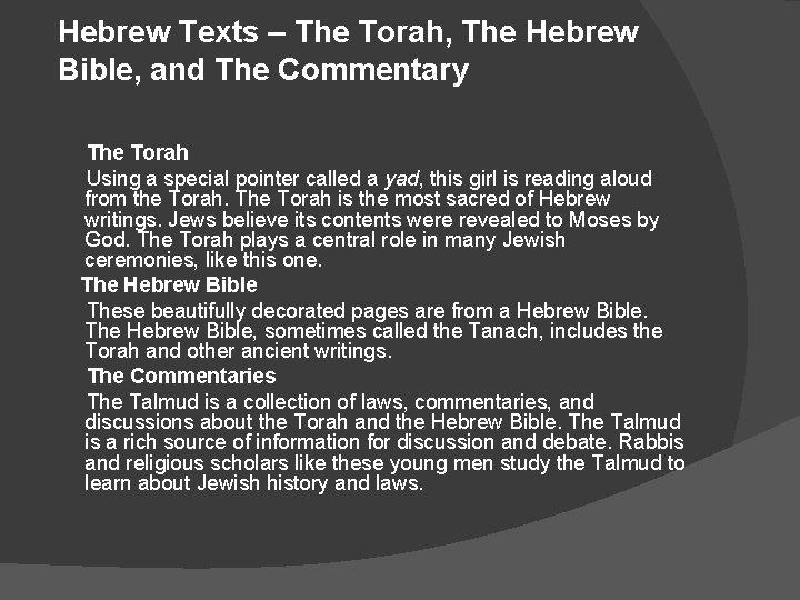 Hebrew Texts – The Torah, The Hebrew Bible, and The Commentary The Torah Using