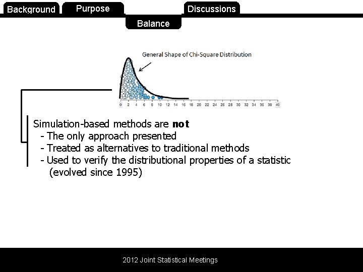 Background Purpose Balance Discussions Balance Simulation-based methods are not - The only approach presented