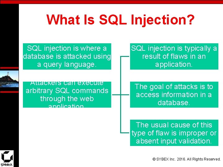 What Is SQL Injection? SQL injection is where a database is attacked using a