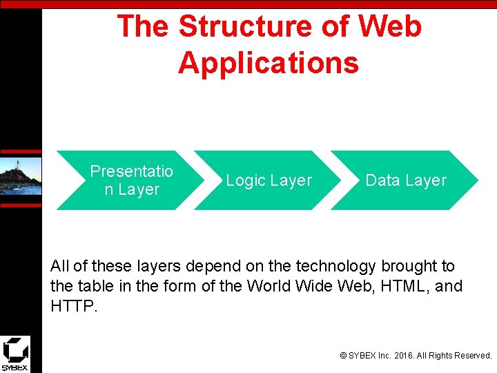 The Structure of Web Applications Presentatio n Layer Logic Layer Data Layer All of