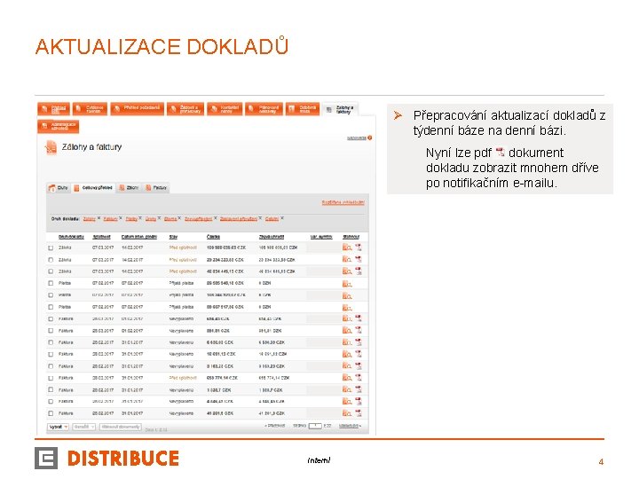 AKTUALIZACE DOKLADŮ Ø Přepracování aktualizací dokladů z týdenní báze na denní bázi. Nyní lze