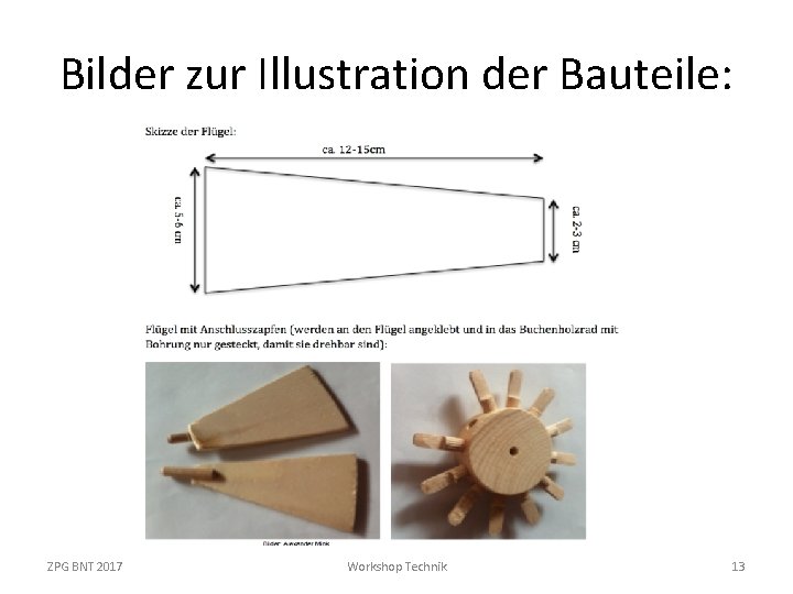 Bilder zur Illustration der Bauteile: ZPG BNT 2017 Workshop Technik 13 