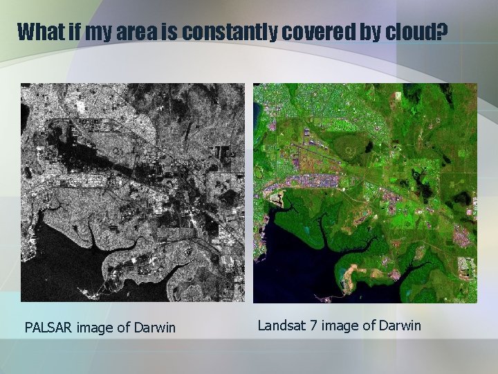What if my area is constantly covered by cloud? PALSAR image of Darwin Landsat