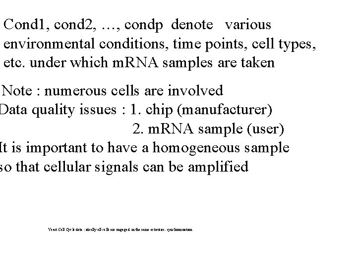 Cond 1, cond 2, …, condp denote various environmental conditions, time points, cell types, Cond 1, cond 2, …, condp denote various environmental conditions, time points, cell types,
