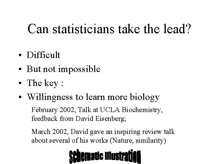 Can statisticians take the lead? • • Difficult But not impossible The key : Can statisticians take the lead? • • Difficult But not impossible The key :