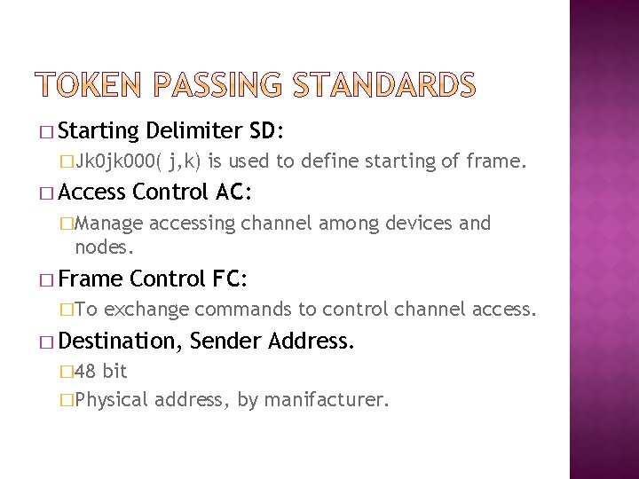 � Starting Delimiter SD: �Jk 0 jk 000( � Access j, k) is used
