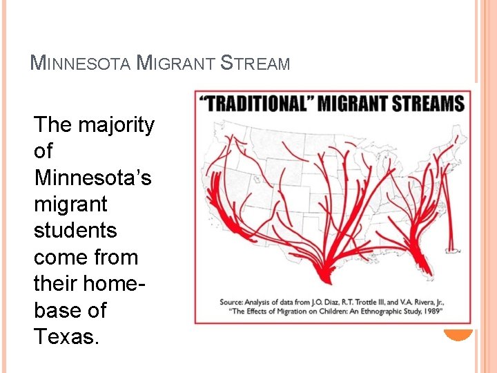 MINNESOTA MIGRANT STREAM The majority of Minnesota’s migrant students come from their homebase of