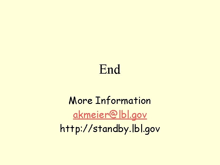 End More Information akmeier@lbl. gov http: //standby. lbl. gov 