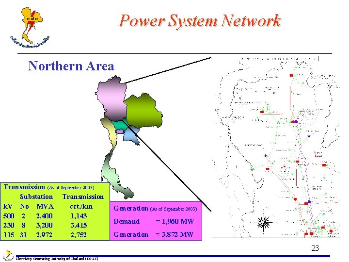 Power System Network Northern Area Transmission (As of September 2003) Substation Transmission k. V