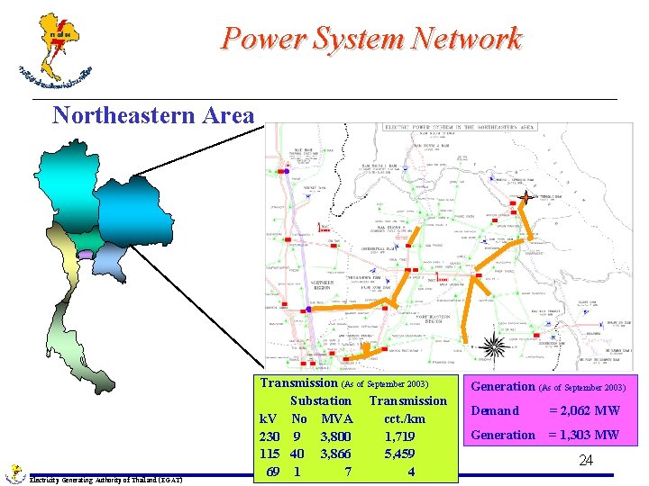 Power System Network Northeastern Area Electricity Generating Authority of Thailand (EGAT) Transmission (As of