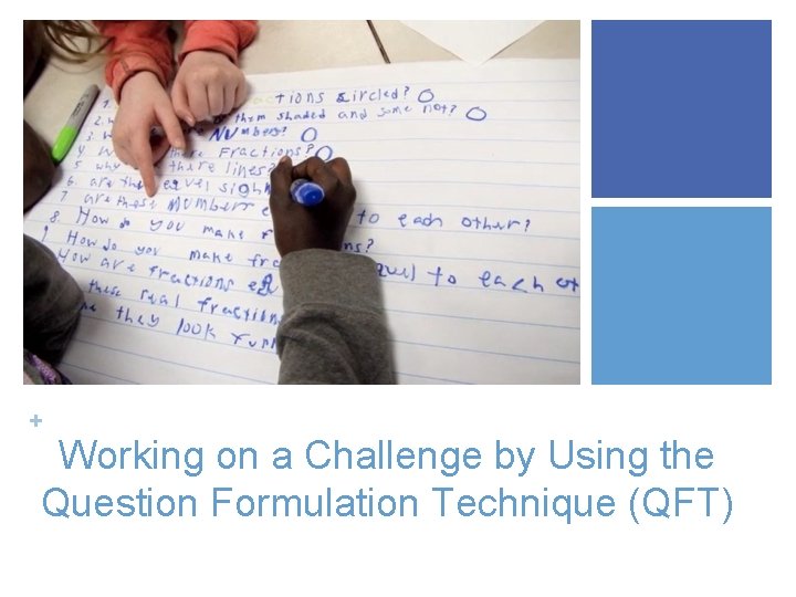 + Working on a Challenge by Using the Question Formulation Technique (QFT) 