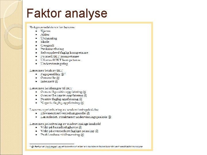 Faktor analyse 