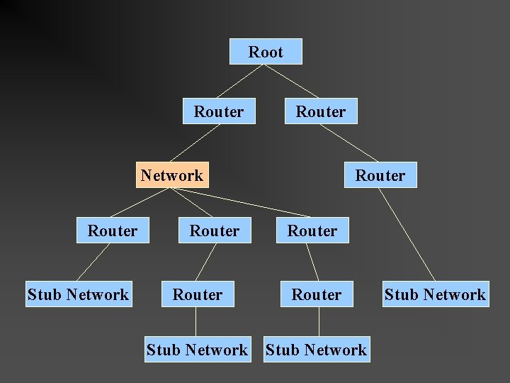 Root Router Network Router Stub Network Router Router Stub Network 