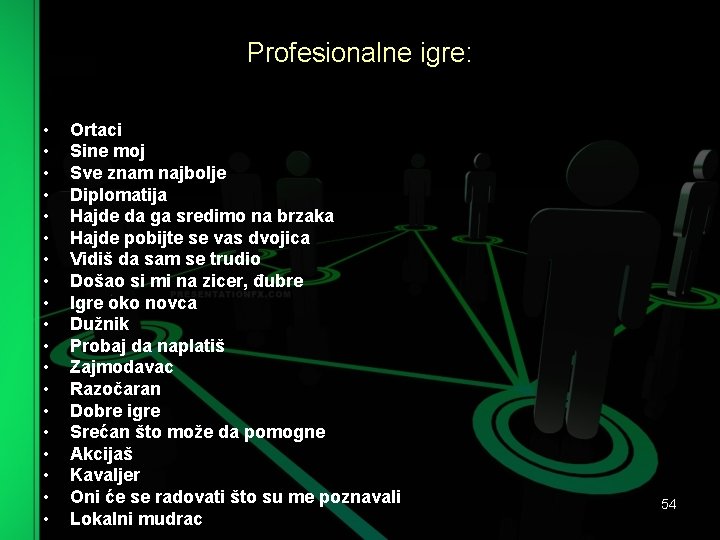 Profesionalne igre: • • • • • Ortaci Sine moj Sve znam najbolje Diplomatija