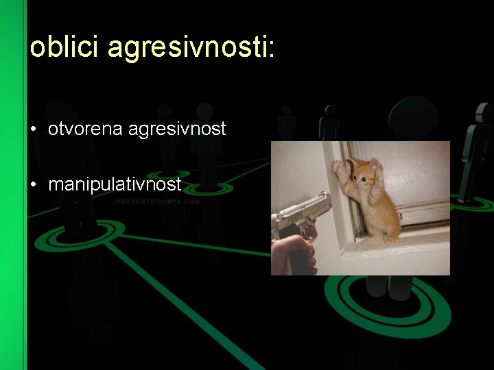 oblici agresivnosti: • otvorena agresivnost • manipulativnost 