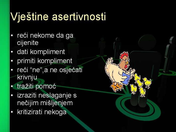 Vještine asertivnosti • reći nekome da ga cijenite • dati kompliment • primiti kompliment