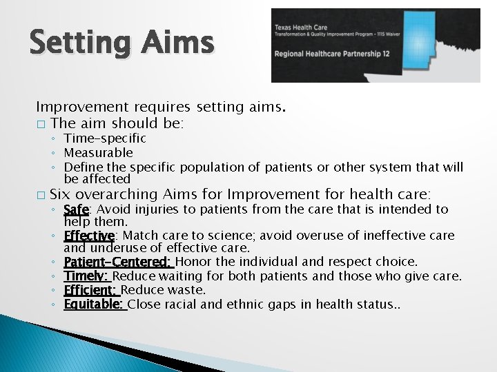 Setting Aims Improvement requires setting aims. � The aim should be: ◦ Time-specific ◦ Setting Aims Improvement requires setting aims. � The aim should be: ◦ Time-specific ◦
