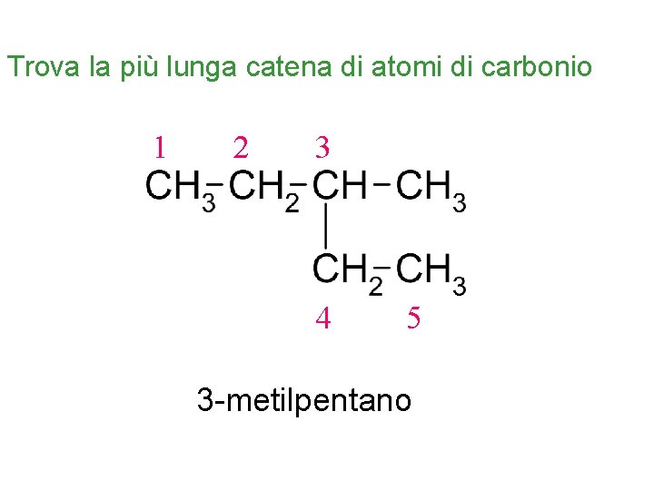 Trova la più lunga catena di atomi di carbonio 1 2 3 4 5