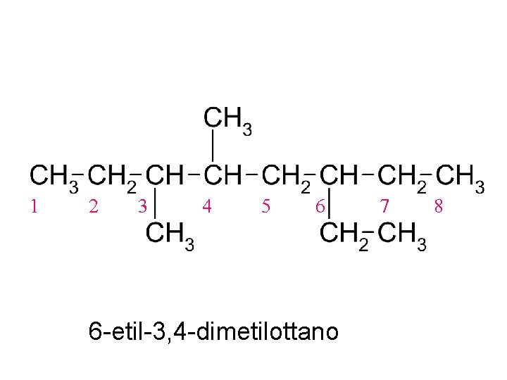 1 2 3 4 5 6 6 -etil-3, 4 -dimetilottano 7 8 