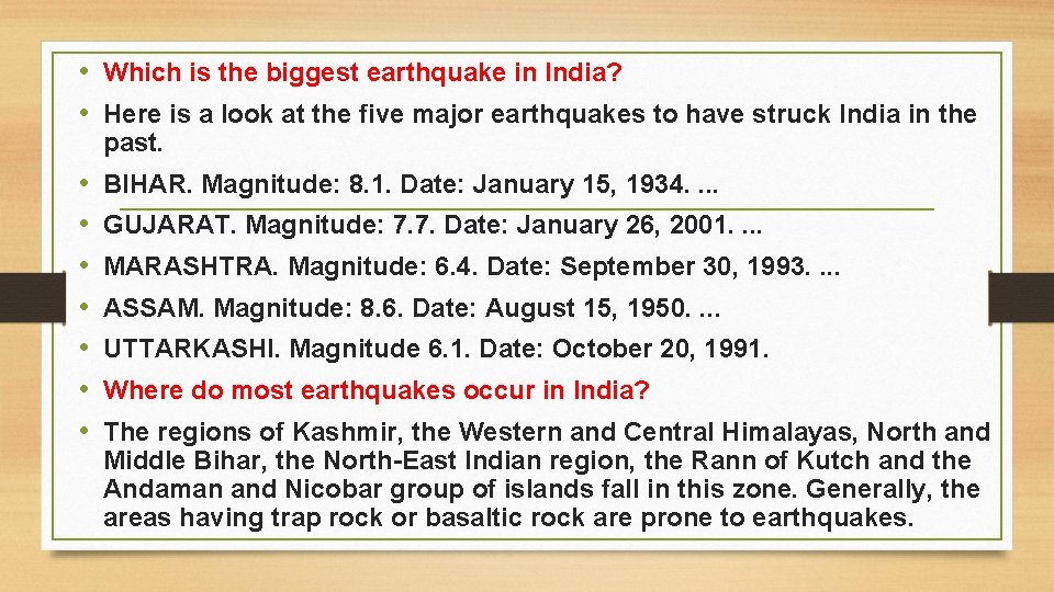  • Which is the biggest earthquake in India? • Here is a look