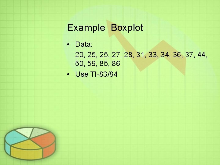 Example Boxplot • Data: 20, 25, 27, 28, 31, 33, 34, 36, 37, 44, Example Boxplot • Data: 20, 25, 27, 28, 31, 33, 34, 36, 37, 44,