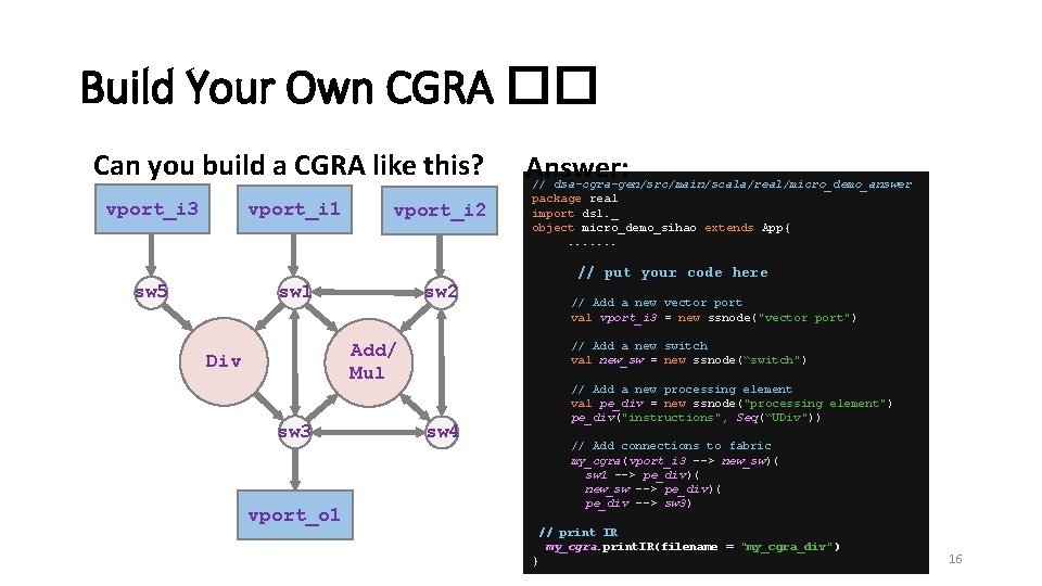 Build Your Own CGRA �� Can you build a CGRA like this? vport_i 3