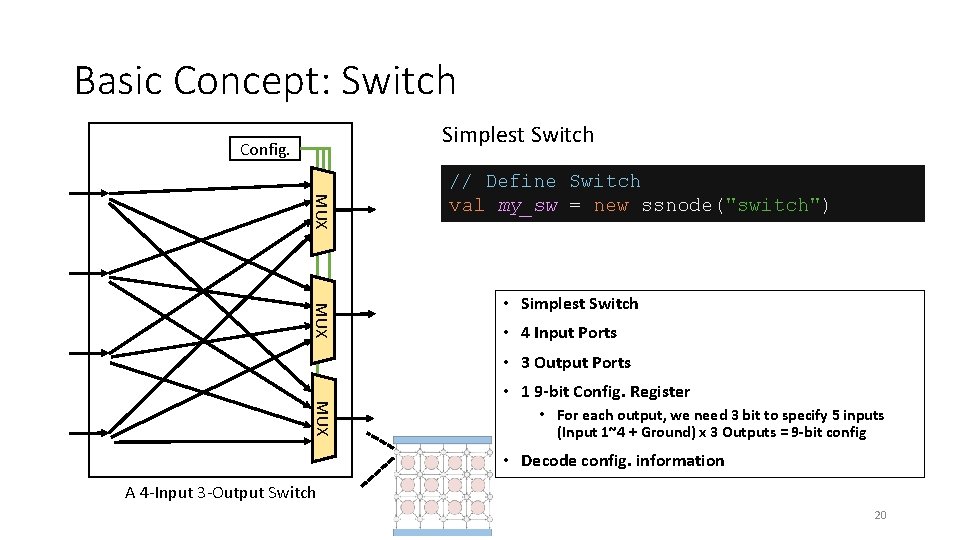 Basic Concept: Switch Simplest Switch Config. MUX // Define Switch val my_sw = new