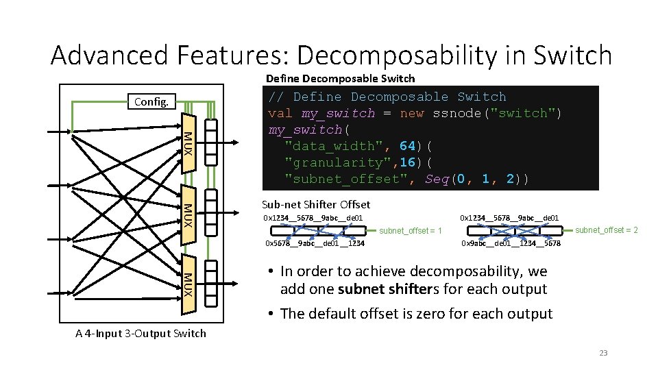 Advanced Features: Decomposability in Switch Define Decomposable Switch Config. MUX // Define Decomposable Switch