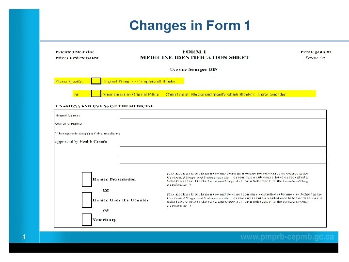 Changes in Form 1 4 